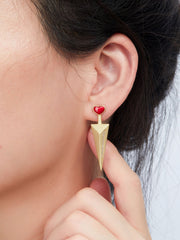 Asymmetric Spear Shield Enamel Drop Earrings