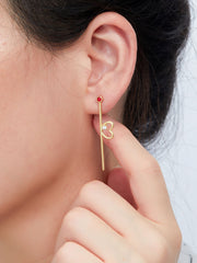 Hollow Heartbeat Enamel Drop Earrings