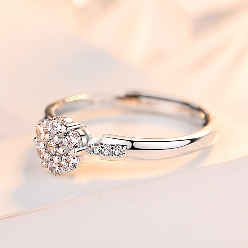 Zircon Flower Silver Ring