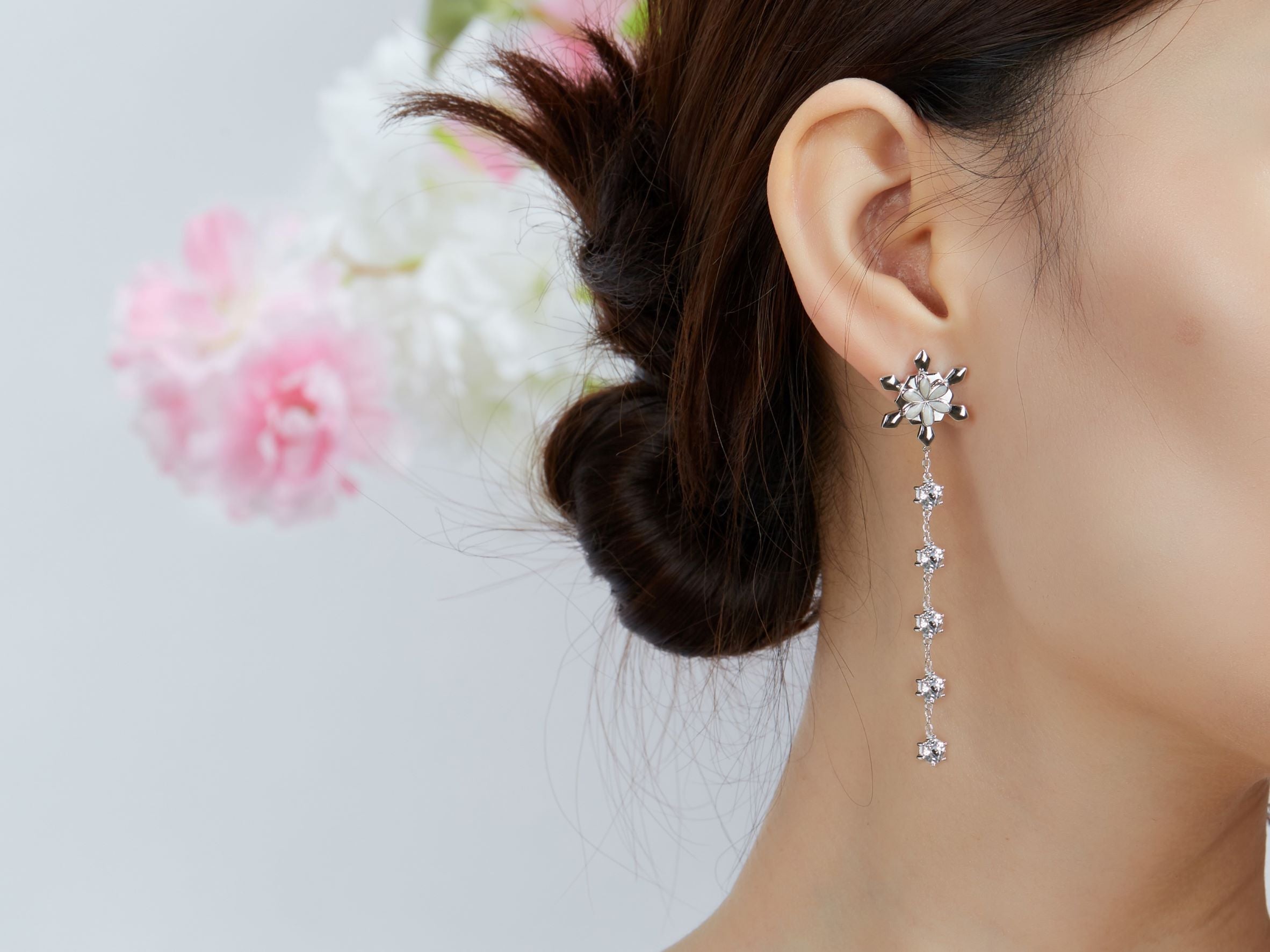 Snowflake Tassel Enamel Drop Earrings