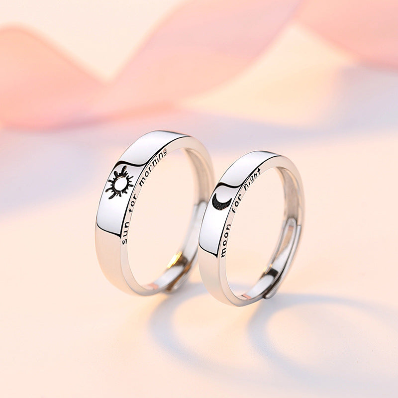 Sun Day and Moon Night Silver Couple Ring