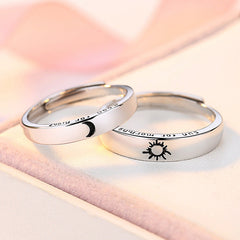 Sun Day and Moon Night Silver Couple Ring