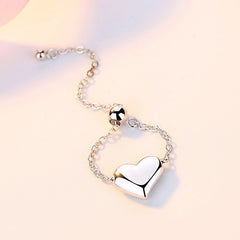 Heart Shape Silver Chain Ring for Women