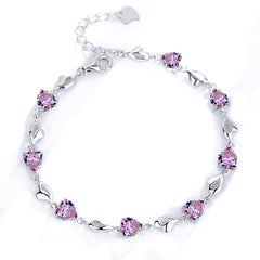 Heart Zircon Love Silver Bracelet for Women