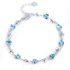 Heart Zircon Love Silver Bracelet for Women