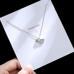 Zircon Ginkgo Leaf Silver Necklace for Women