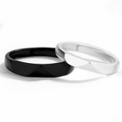 Black and Silver Colour Silver Couple Ring for Women