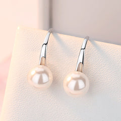 Pearl Pendant Silver Drop Earrings for Women