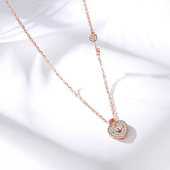 Valentine's Day Gift Zircon Lock with Key Silver Necklace for Women