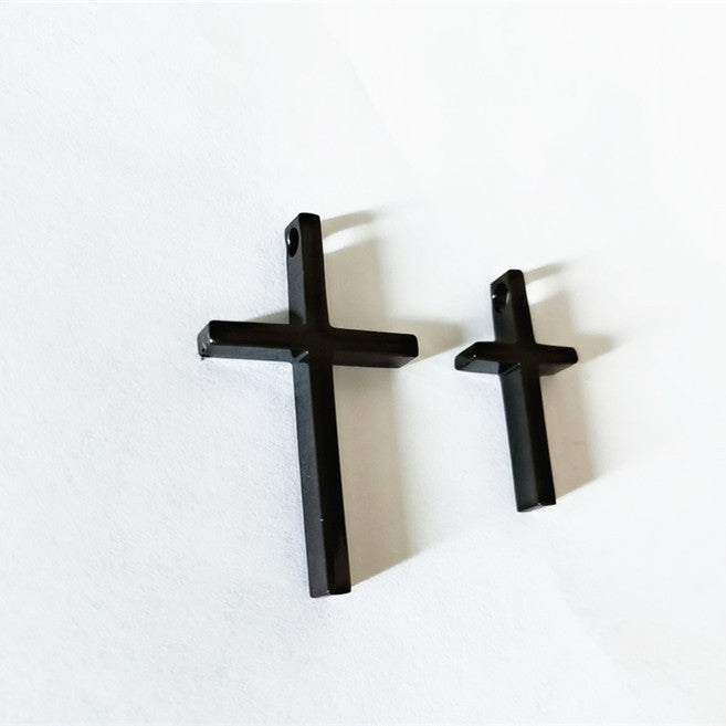 Simple Polished Latin Cross Titanium Steel Pendant for Men