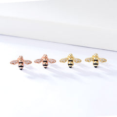 Little Bee with Zircon Silver Studs Earrings for Women