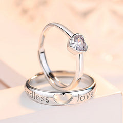 Zircon Heart-shape Endless Love Silver Couple Ring