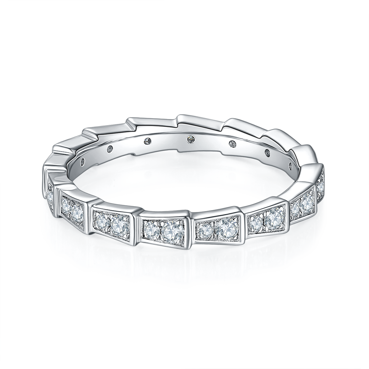 0.5Carat Moissanite Snake Bones Silver Ring