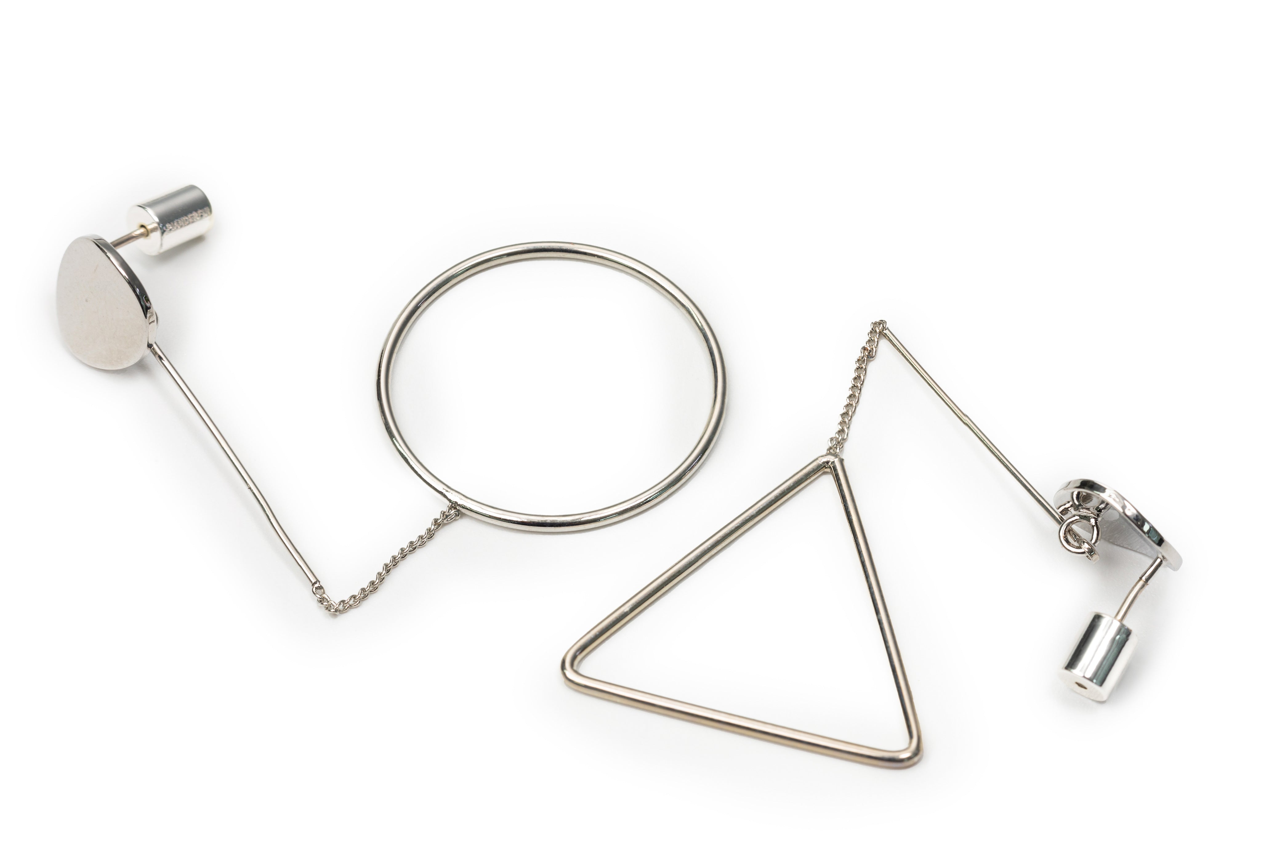 Triangle X Round Shape Earrings