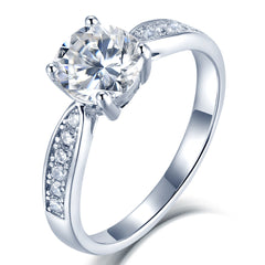 Cathedral Four Prongs 1.0 Carat Round Cut Moissanite Engagement Ring