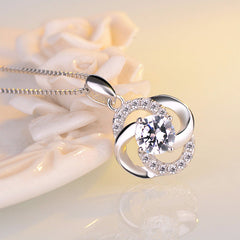 (Pendant Only) Camellia Flower with Zircon Silver Pendant for Women