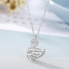 Zircon Swan Pendant Silver Necklace for Women