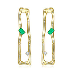 Golden Rectangle Enamel Drop Earrings