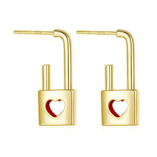 Love Lock Enamel Earrings for Women