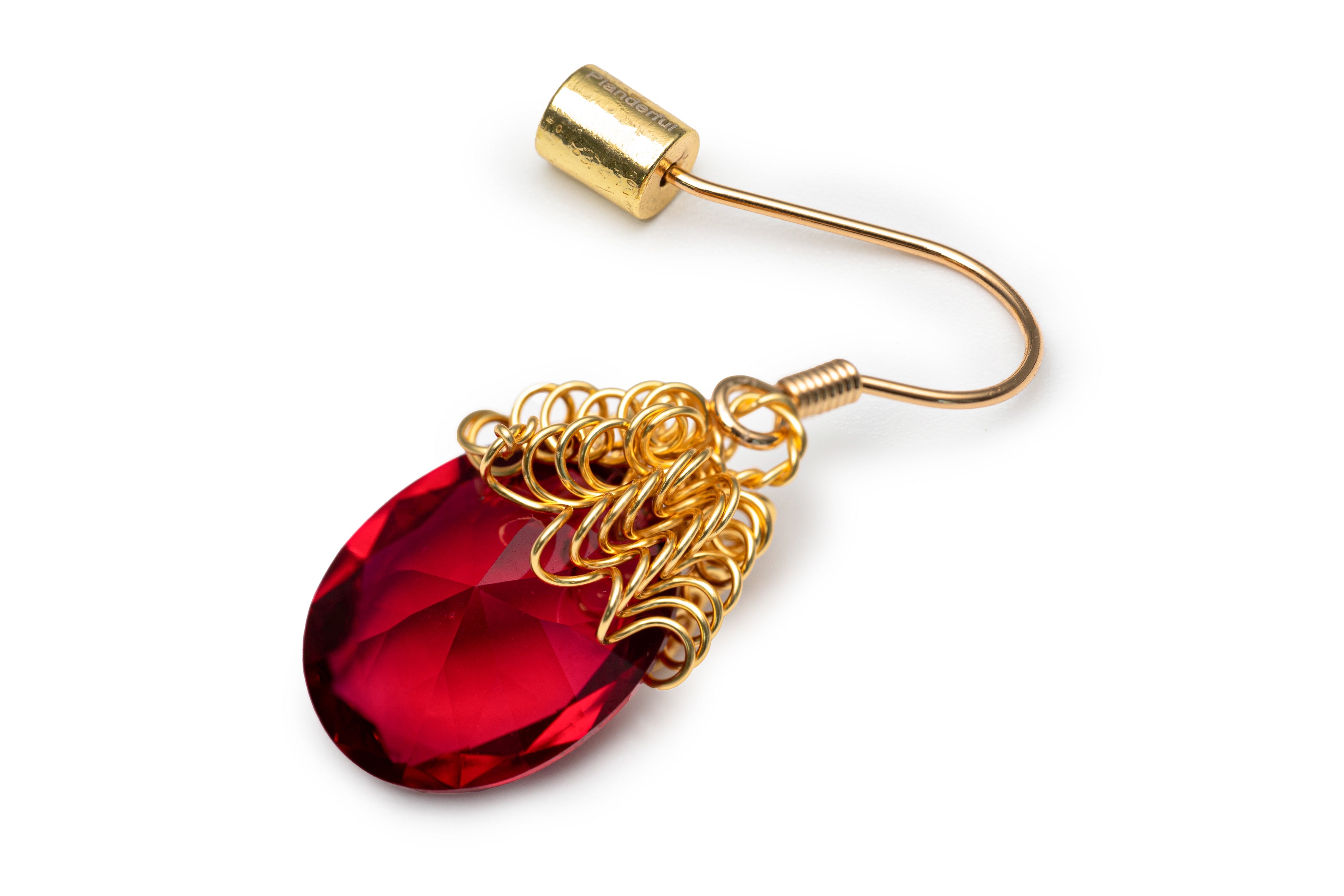 Golden Red Stone Drop Earrings