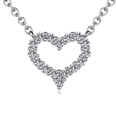 Valentine's Day Gift Zircon Hollow Heart Pendant Silver Necklace for Women