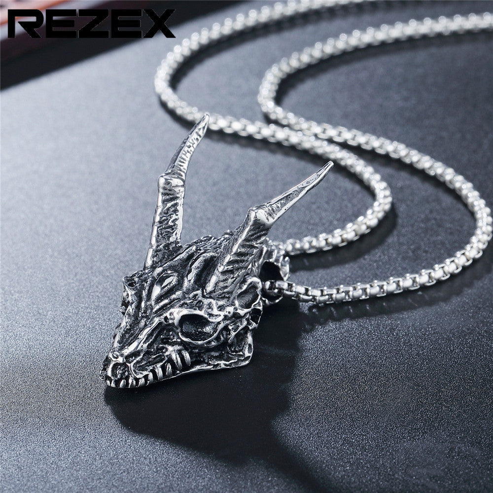 Monster Sheep Head Titanium Steel Necklace for Men