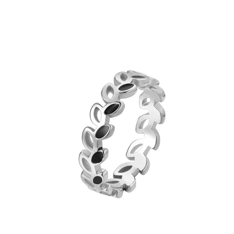 Wholesale Fashion Korean Edition Olive Branch Women's Titanium Steel Ring for Foreign Trade Jewelry