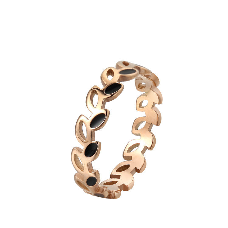 Wholesale Fashion Korean Edition Olive Branch Women's Titanium Steel Ring for Foreign Trade Jewelry