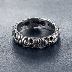 Halloween Beading Skull Face Titanium Steel Ring for Men