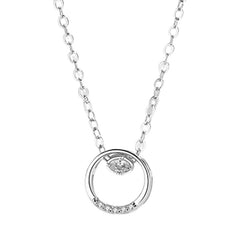 Marquise Zircon Circle Pendant  Silver Necklace for Women