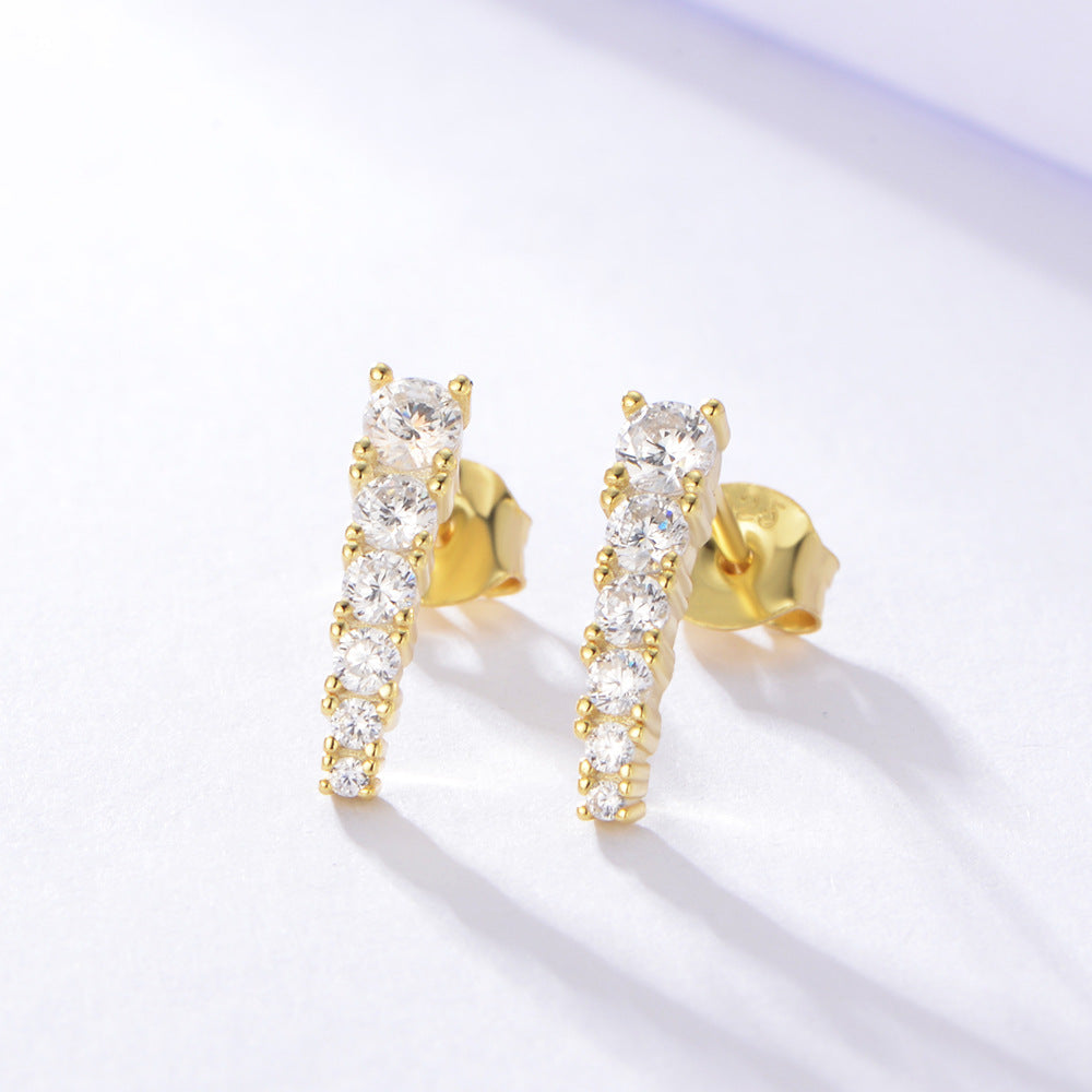 Beading Zircon Silver Studs Earrings for Women