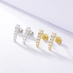 Beading Zircon Silver Studs Earrings for Women