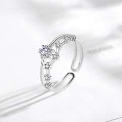 Zircon Star Double Layers Silver Ring