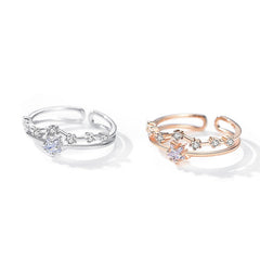 Zircon Star Double Layers Silver Ring