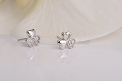 Heart-shaped Clover Silver Studs Earrings for Women