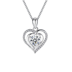 (Pendant Only) Valentine's Day Gift Two Hearts with Zircon Silver Pendant for Women