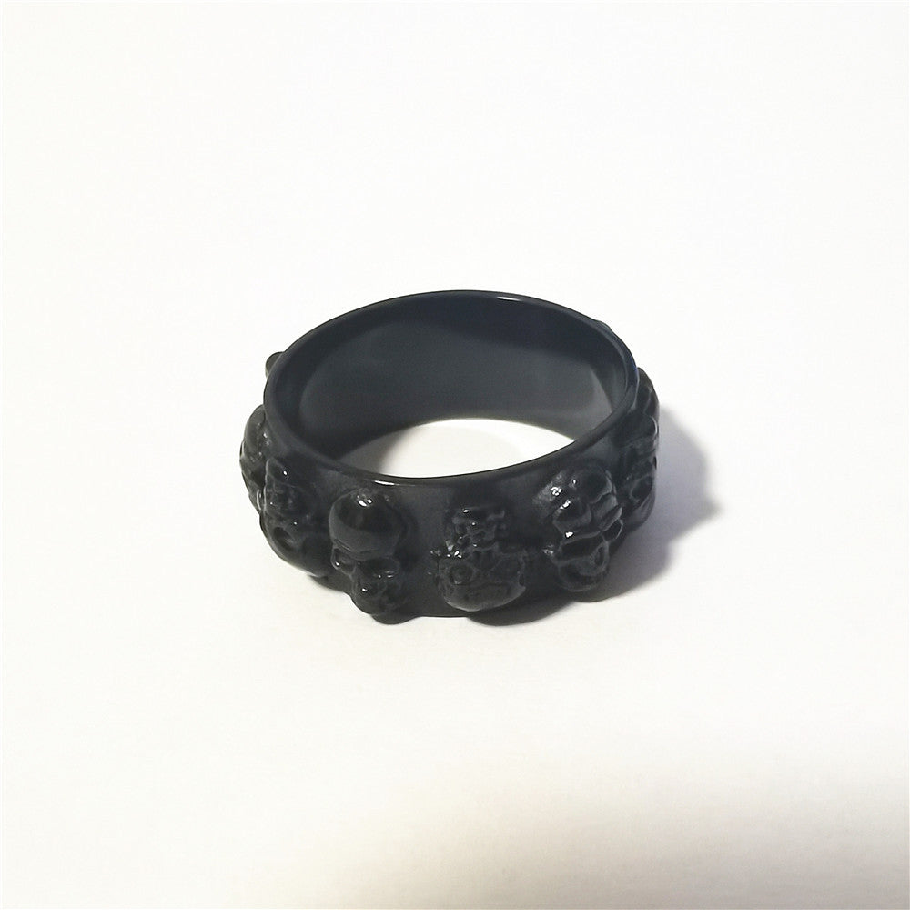 Halloween Beading Skull Titanium Steel Ring for Men