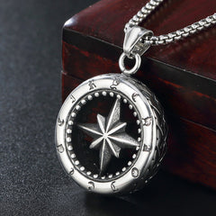 Octagonal Star Compass Titanium Steel Pendant for Men