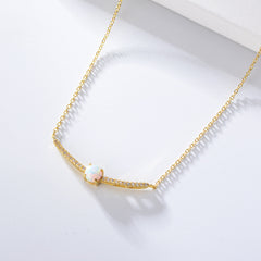 Opal Jewelry with Zircon Silver Necklace for Women