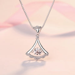 Small Skirt with Zircon Pendant Silver Necklace for Women