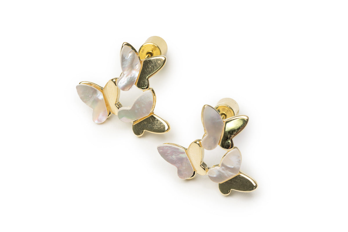 Golden Butterfly Embrace Studs Nap Earrings