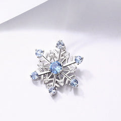 Romantic Blue Spinel and Zircon Hexagonal Snowflake Sterling Silver Pendant