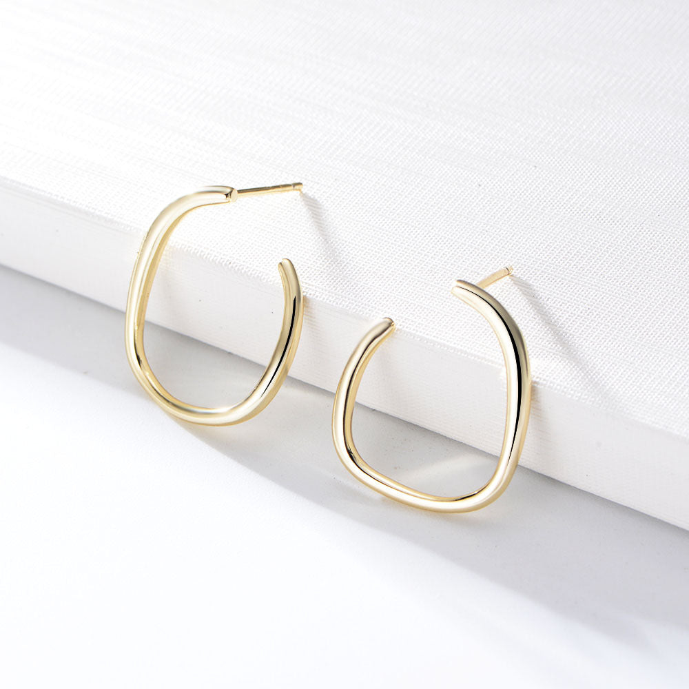 Geometric C-shaped Silver Studs Earrings for Women