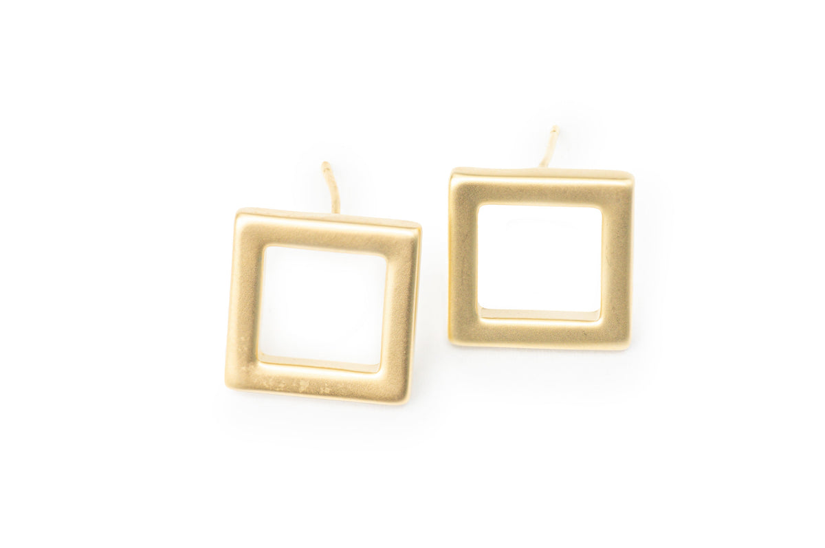 Golden Square Block Earrings