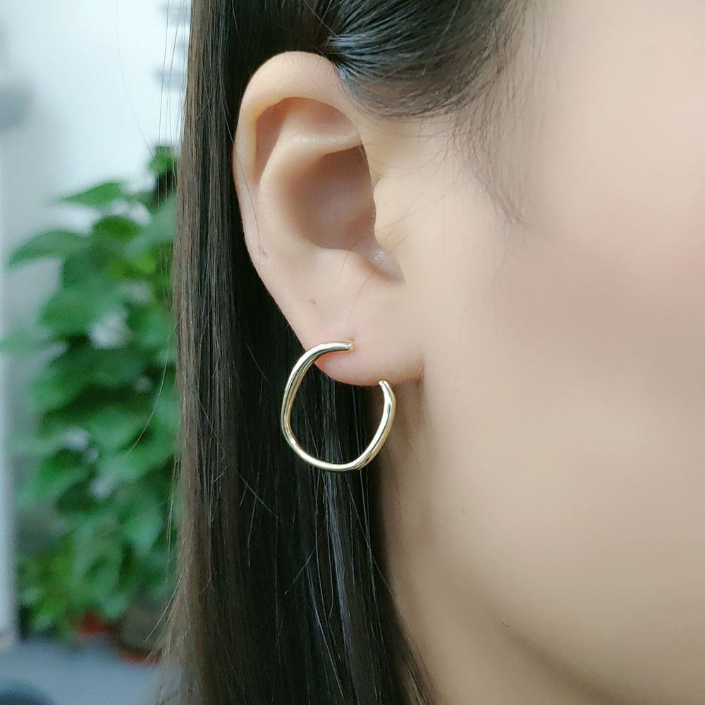 Geometric C-shaped Silver Studs Earrings for Women