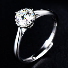 Adjustable Opening Heart-shape 4 Prongs 1.0 Carat Moissanite Engagement Ring