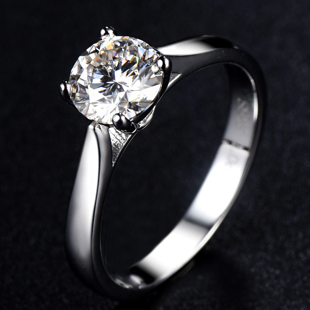 Solitaire 1.0 Carat Round Cut Moissanite Engagement Ring