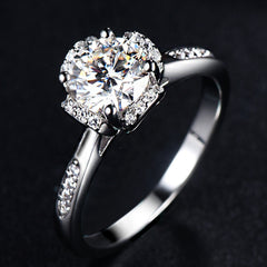 Cathedral Flower 1.0 Carat Round Cut Moissanite Engagement Ring