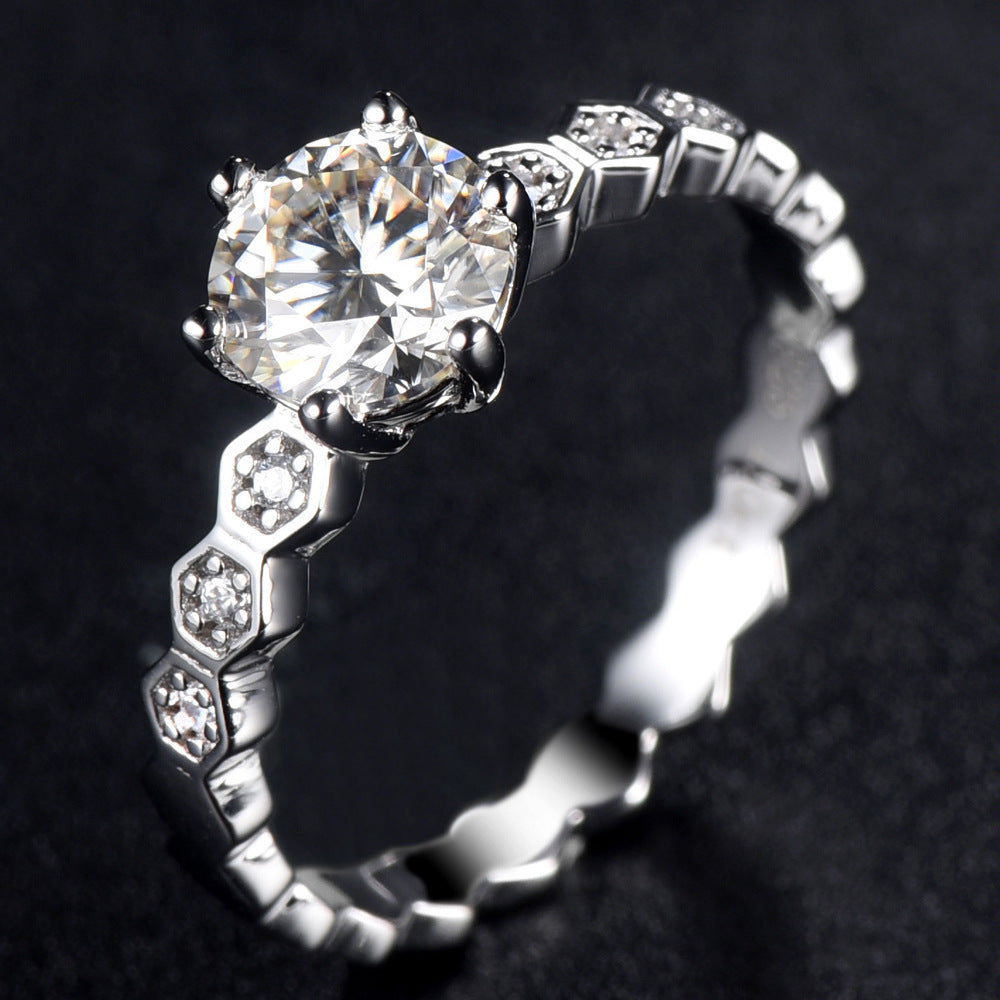 Cathedral Honeycomb Arm 1.0 Carat Moissanite Engagement Ring