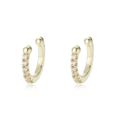 C-shaped with Zircon Silver Earbone Clip Eearrings for Women